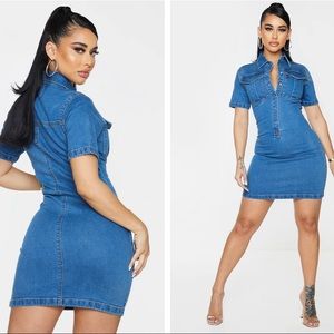 Shape Mid Blue Wash Button Detail Denim Shirt Dress
